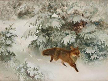 617. Bruno Liljefors, Fox in a winter landscape.