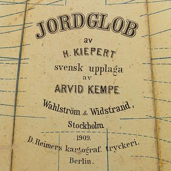 Jordglob, H.Keipert, Arvid Kempe, Wahlström & Widstrand, Stockholm 1909.