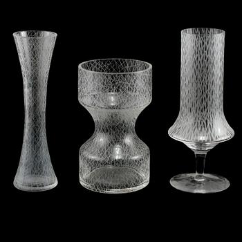 Bengt Orup · VASER, 3 st, glas,  Bengt Orup, Johansfors, 1900-talets andra hälft.