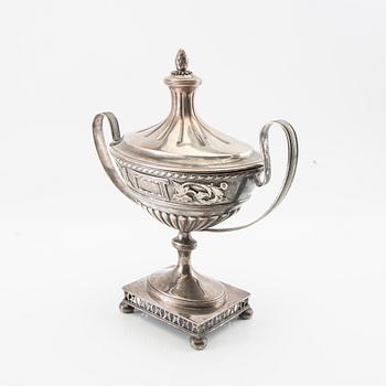 Samuel Pettersson sockerskål Empire-stil silver Linköping 1905.