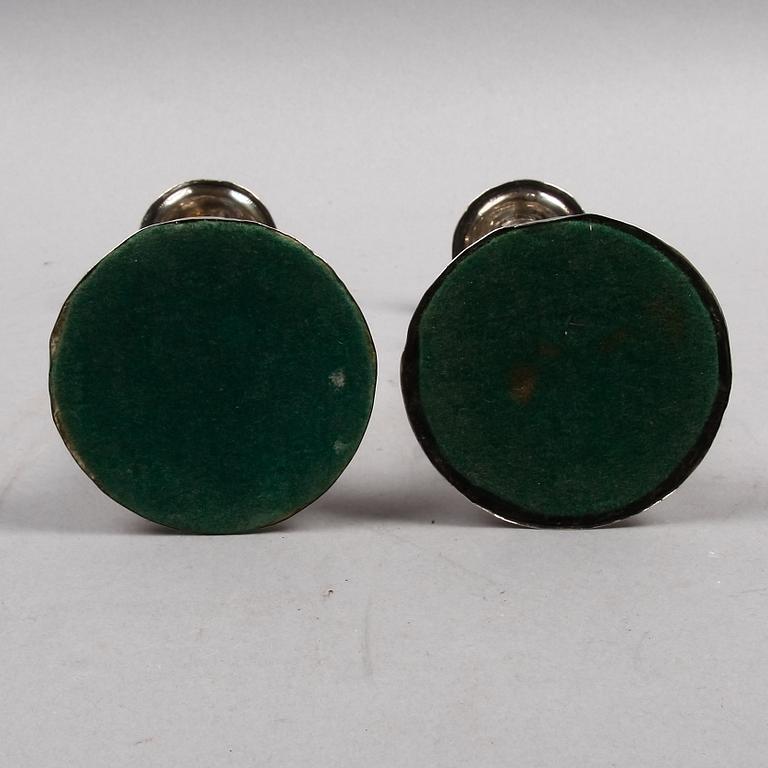 LJUSSTAKAR, ett par, silver, empire, Stockholm 1830.