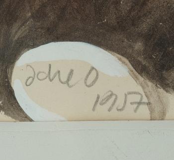 ACKE OLDENBURG, mixed media, signed and dated 1957.