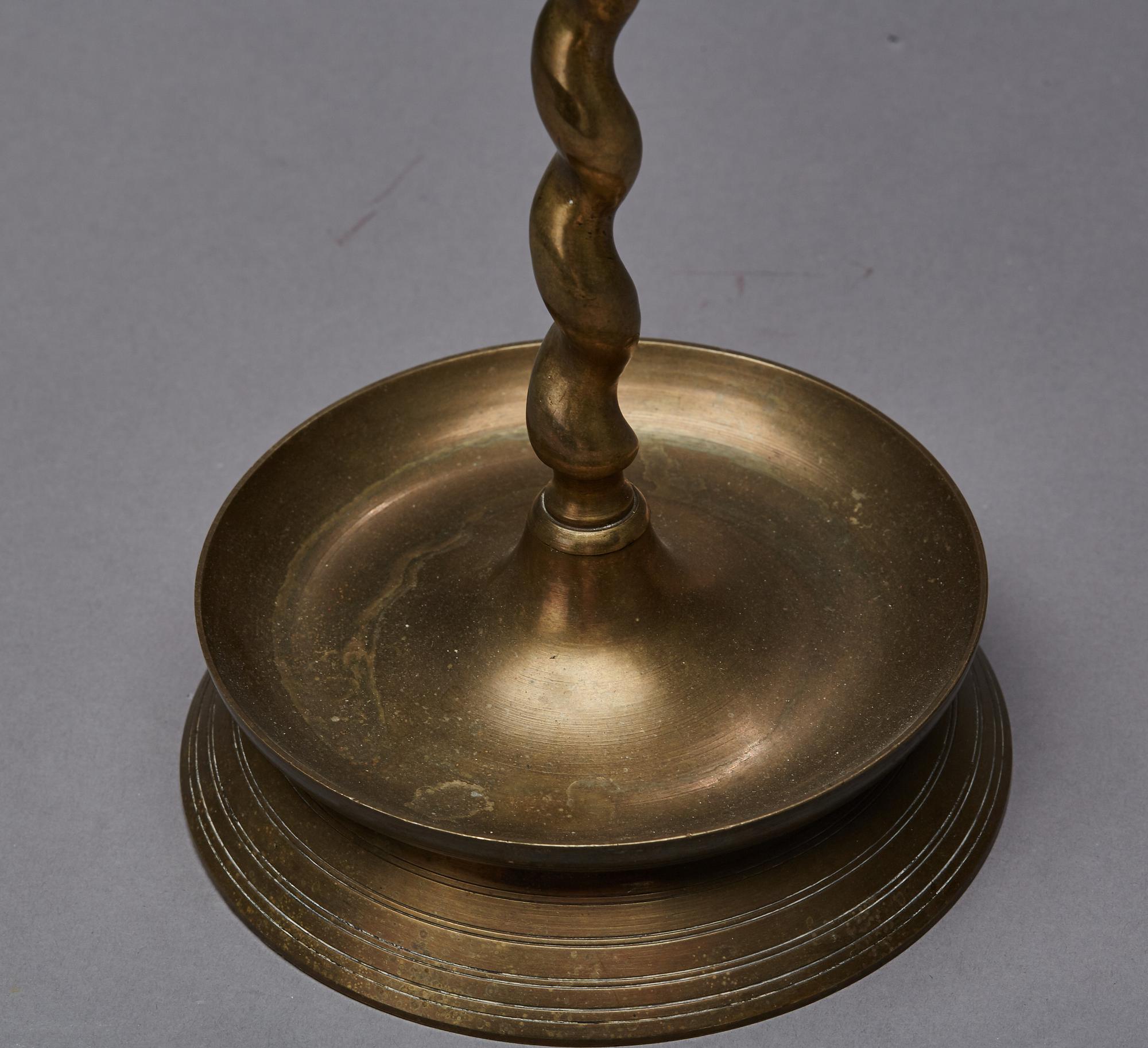 KANDELABER, allmoge, mässing, 1800-talets andra hälft.