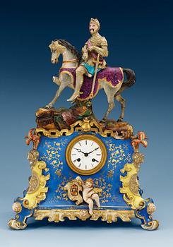 A Russian porcelain mantel clock, end of 19th Century.
