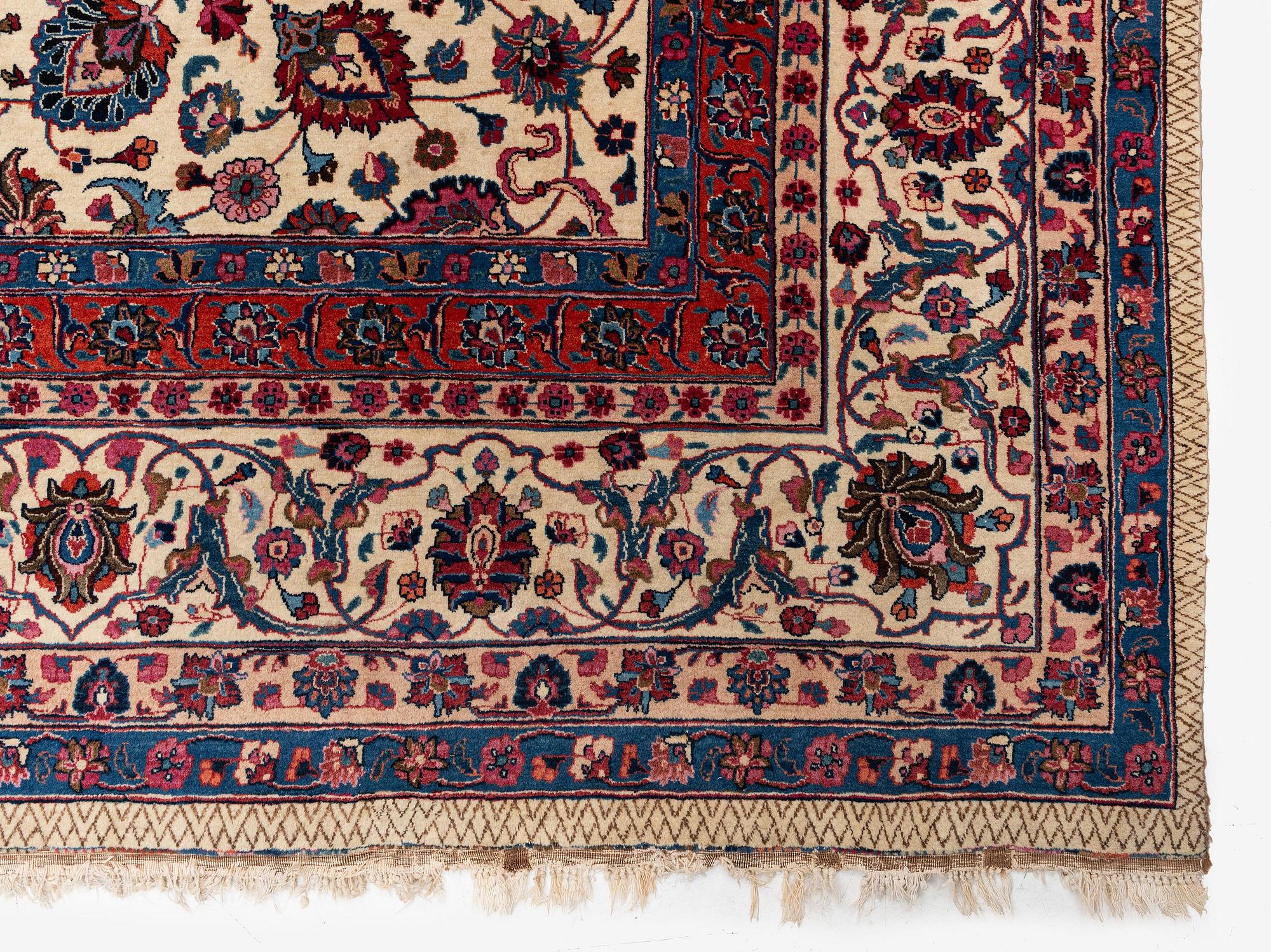 Antique Mashad carpet, Eastern Persia (Iran), signed Saber, c. 432 x 289 cm.