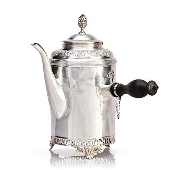 266. A Swedish 18th century silver coffee-pot, mark of Olof Hellbom, Stockholm 1798.
