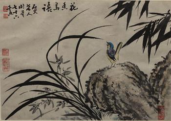 A Chinese painting, ink and colour on paper. Signed Deng Yixia, 20th century.