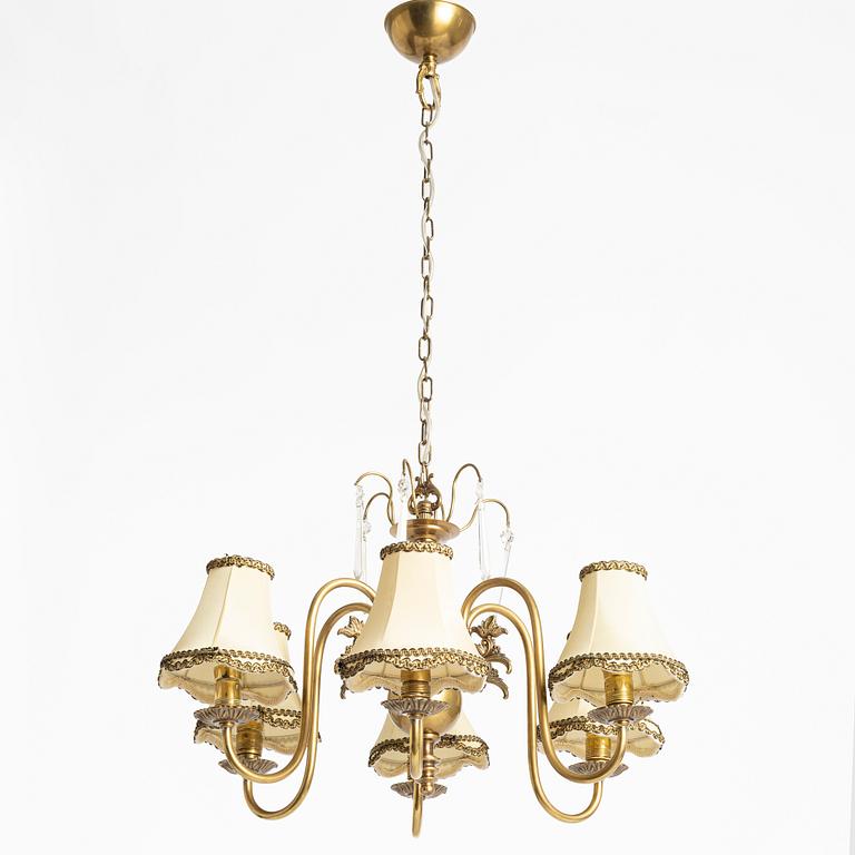 A ceiling lamp, brass, mid-20th century.