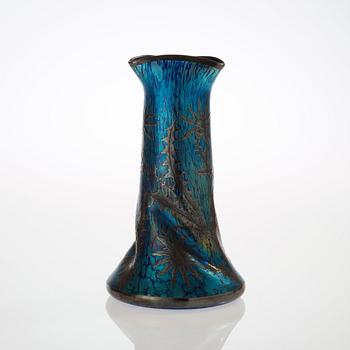 An Adolf Zasche Art Nouveau iridescent glass vase, Gablonz circa 1900.