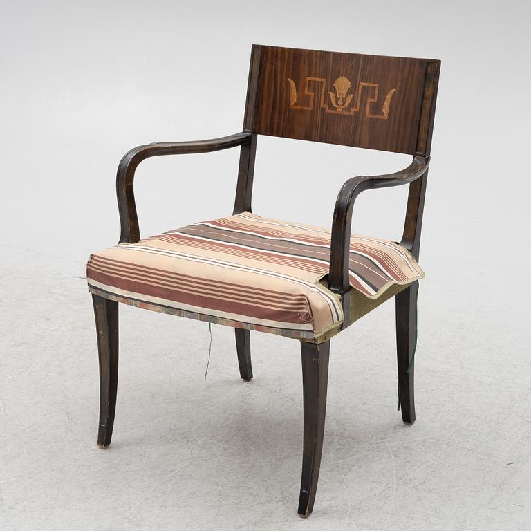 A pair of 'Rosenborg' Swedish Grace armchairs, Seffle Möbelfabrik, 1920s/30s.