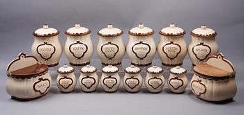 KRYDDBURKSUPPSÄTTNING, 14 delar, porslin "Pyro" Wilhelm Kåge Gustavsberg.