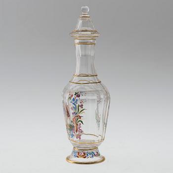 A painted glass flacon, mark of J & L Lobmeyr, Vienna, Austria, late 19th century.