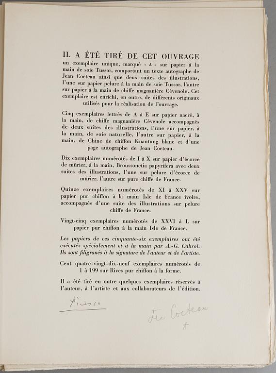 PABLO PICASSO ,  book comprising of 24 lithographs, signed by the artist and the author.