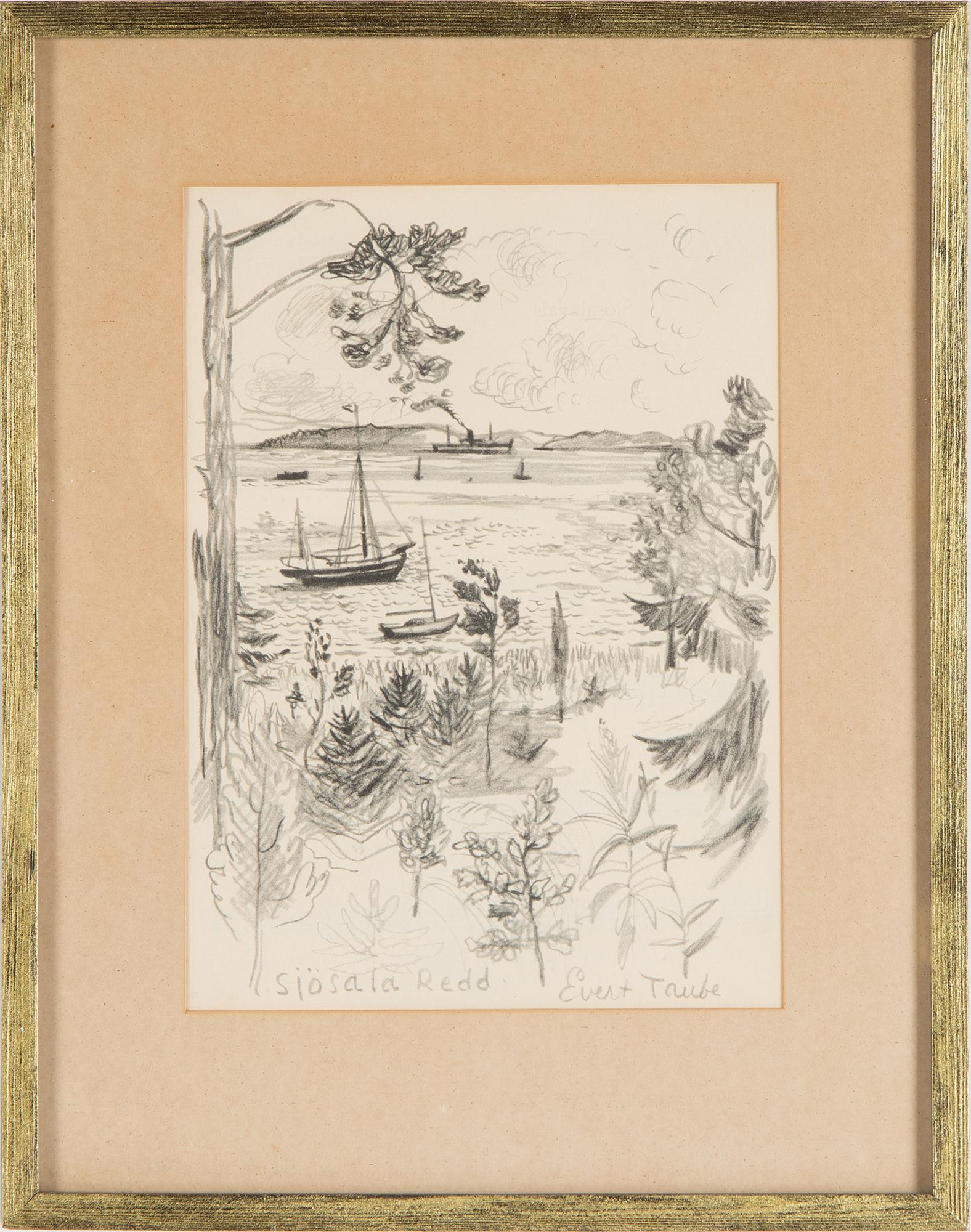 EVERT TAUBE, Blyertsteckning, signerad Evert Taube.
