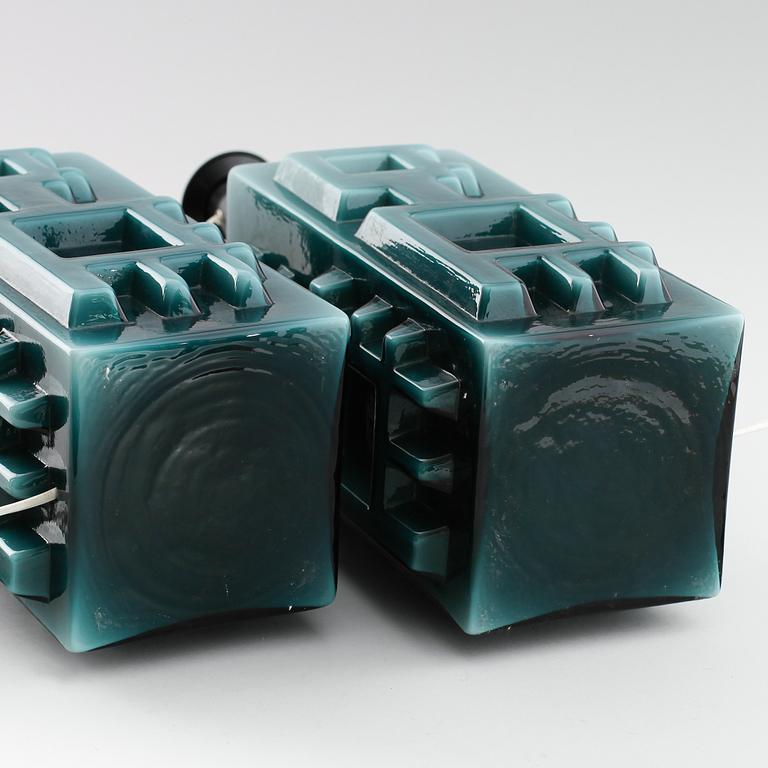 BORDSLAMPOR, 1 par, glas, 1900-talets andra hälft.