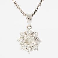 Pendant with chain in 18K white gold set with brilliant-cut diamonds.