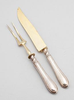TRANCHERBESTICK, 1 par, silver. Total vikt inkl stålblad 173 gram.