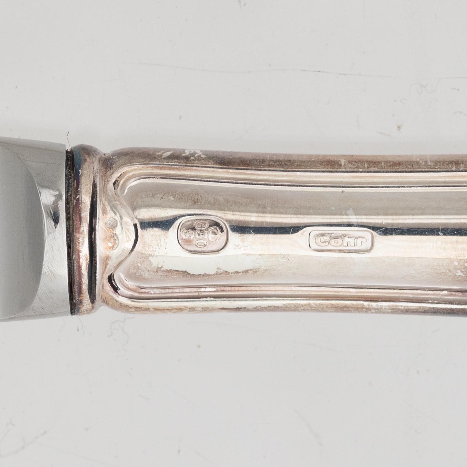 Besticksdelar, 24 st, silver, "Gammal dansk/Old Danish", bl a Cohr, Danmark.