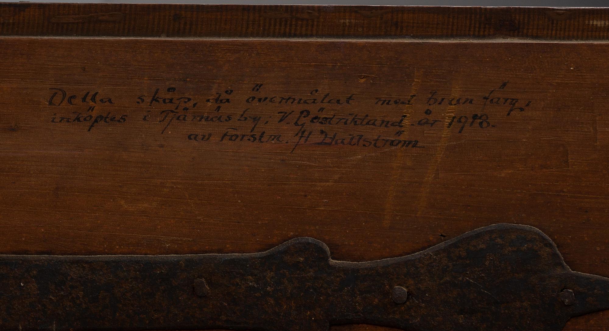 SKÄNKSKÅP, allmoge, tillskrivet Erik Eliasson, Utanåker, Rättvik, 1700-tal.