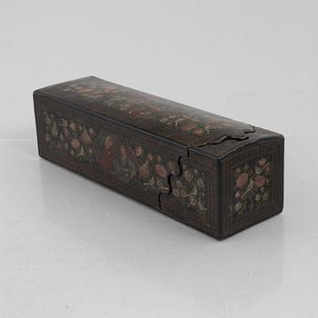 A lacquered papier-maché box, Persia, first half of the 20th century.