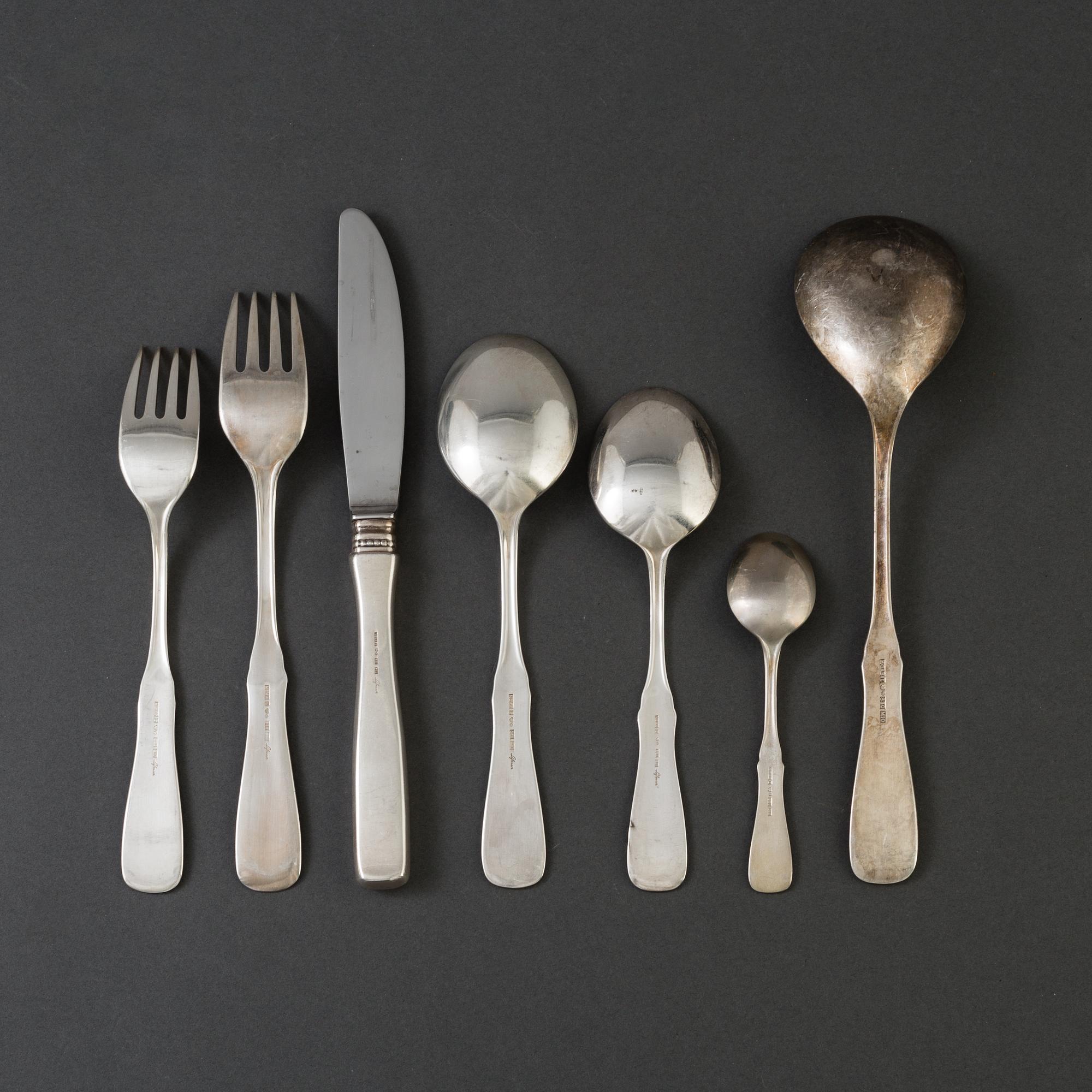 61 pieces of silver cutlery, late 20th century .