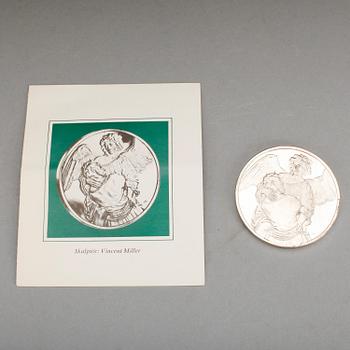 MEDALJSAMLING, 50 st, sterling silver, "Rembrandt silver", svenska kontrollstämplar, Franklin Mint AB. Tot ca 3300 gram.