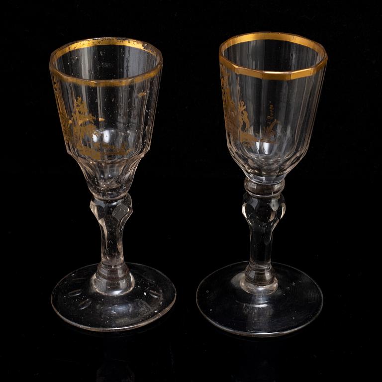 TWO WINE GLASSES, late 18th century.