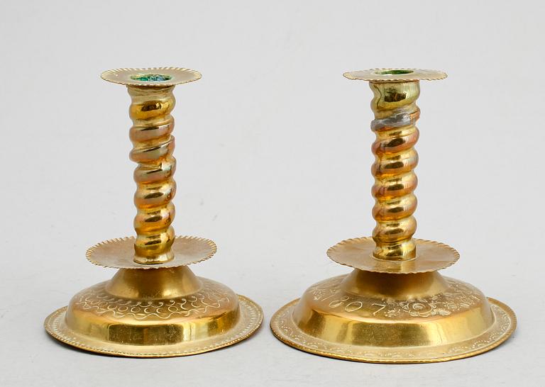 LJUSSTAKAR, 2 st, barockstil, 1800-tal.