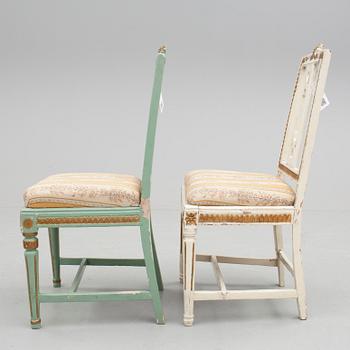 STOLAR, två st, sengustavianska, Lindome, omkring 1800.