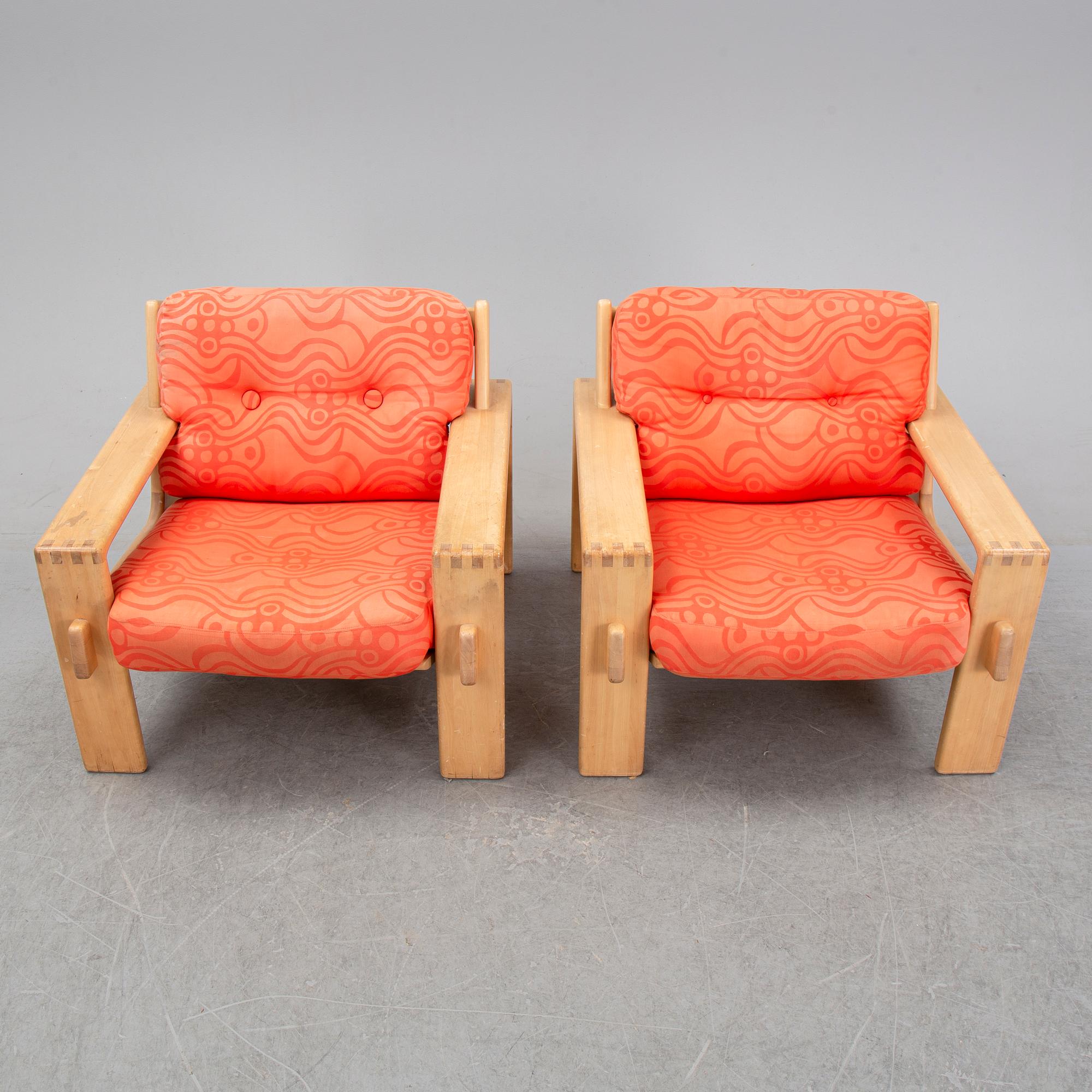 Esko Pajamies, a pair of 'Bonanza' armchairs for Asko, 1970's.