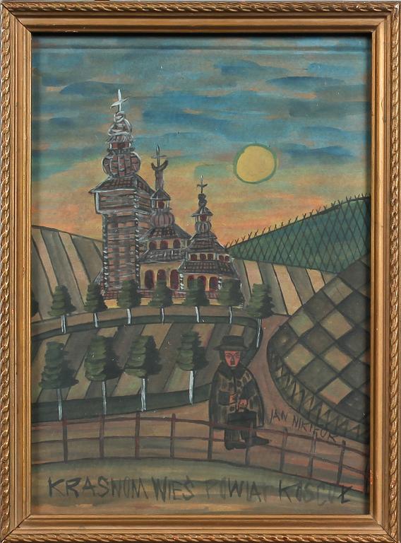 NIKIFOR KRYNICKI, blandteknik, signerad.