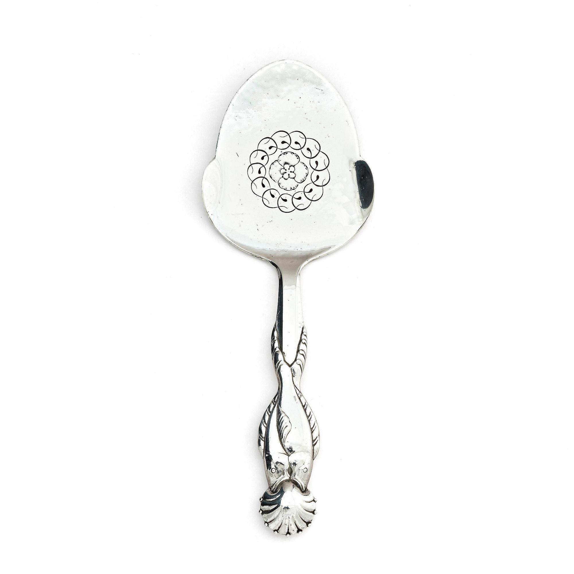 Georg Jensen, a sterling silver fish server, design no 55, Copenhagen 1919-1927.