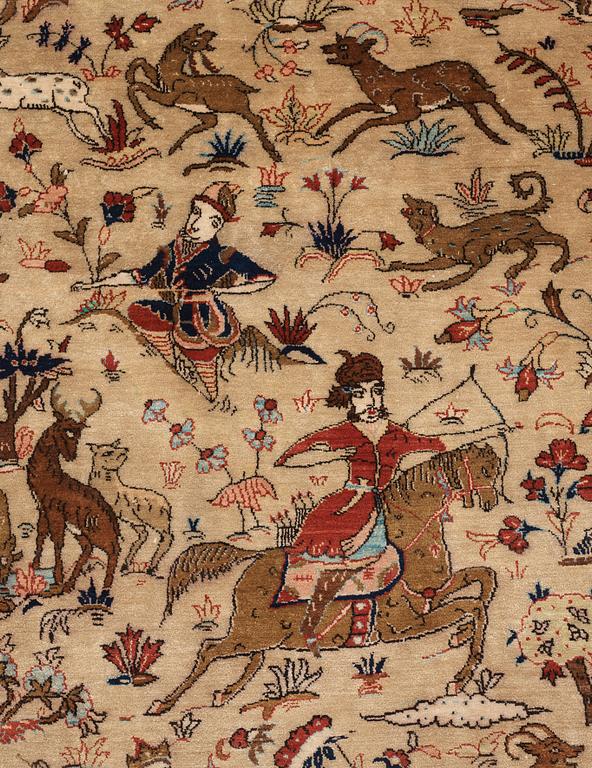 SEMI-ANTIQUE/OLD SILK QUM. 210 x 139,5 cm. One of a pair.