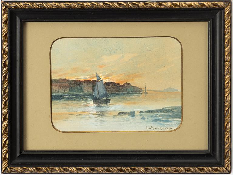 Anna Gardell-Ericson, Segelbåtar i skymningen.