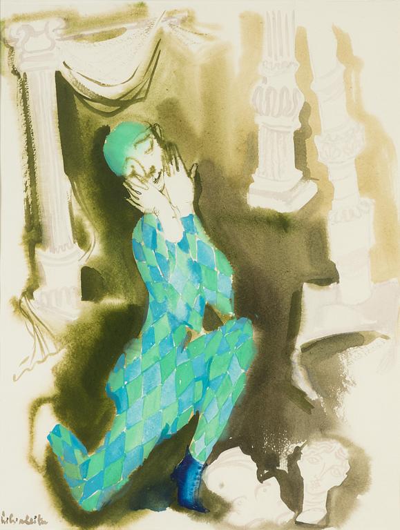 Silvia Leitu, akvarell, signerad .