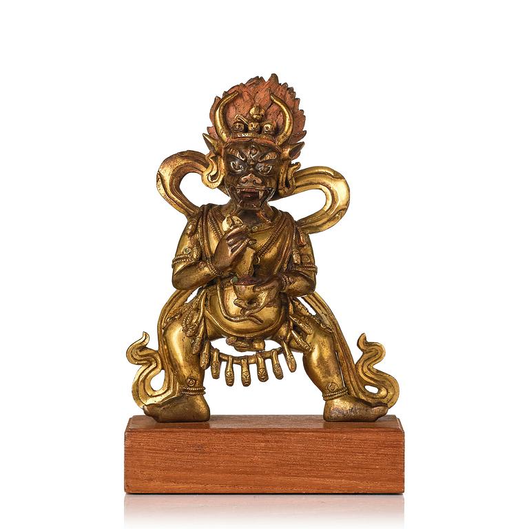 A gilt bronze figure of Vajrabhairava, Tibeto-chinese, 19th century or older.