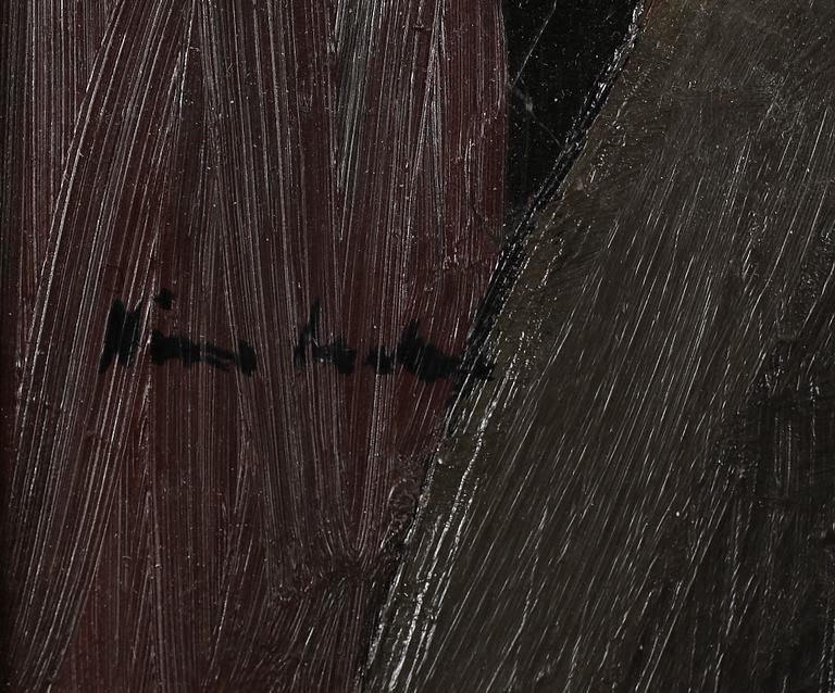 OIDENTIFIERAD KONSTNÄR, olja på pannå, otydligt signerad.