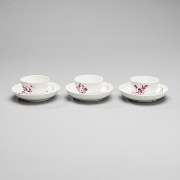 KAFFEKOPPAR, 3 ST, porslin, Meissen 1763-1774.