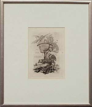 Felicien Rops · FELICIEN ROPS (BELGIEN) , etsning, torrnål, sign.