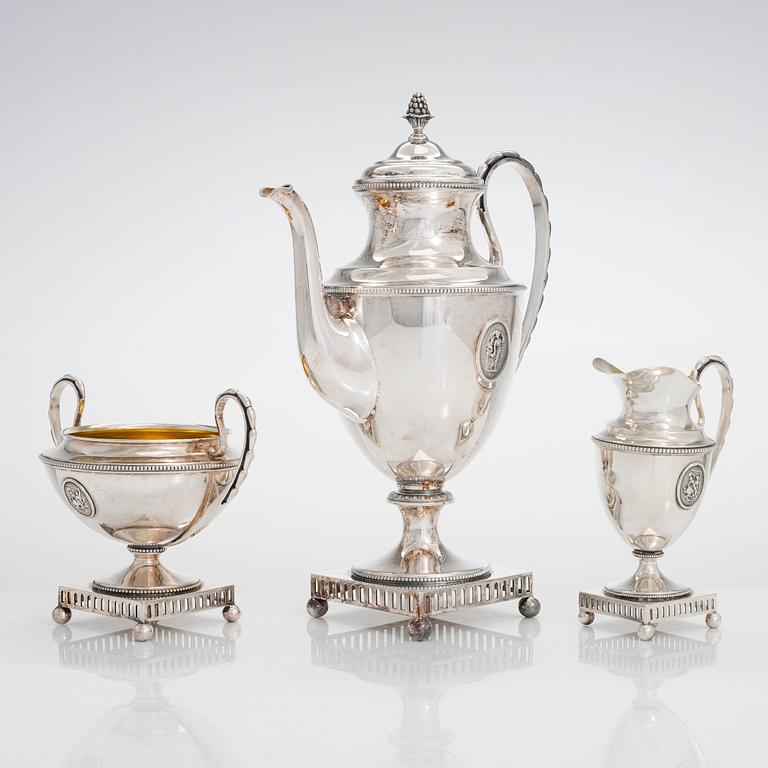 Iisakki Saha, kaffeservis, 3 delar, silver, Björneborg 1903.