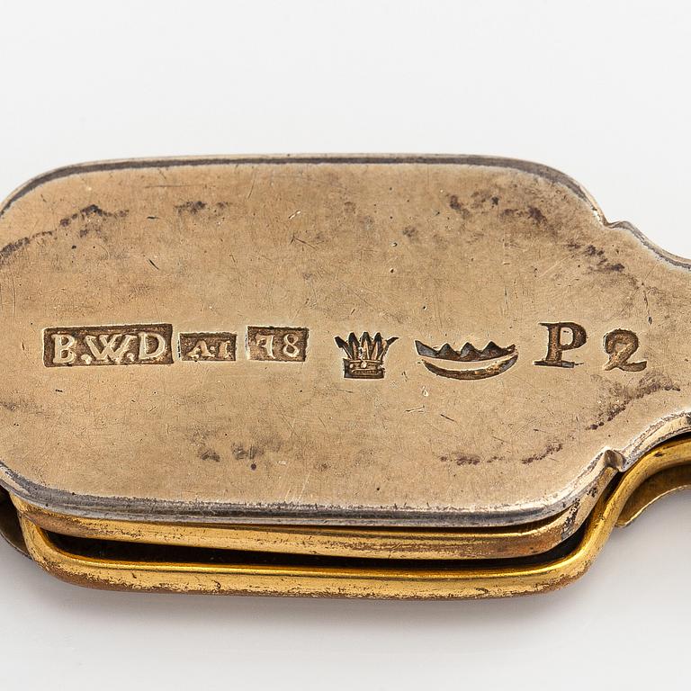 Lornjetti, kullattua hopeaa, metallia, Bernt Wilhelm Dahlström, 1848.
