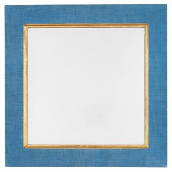 396. A mirror attributed to Estrid Ericson, Svenskt Tenn. The frame with blue fabric.