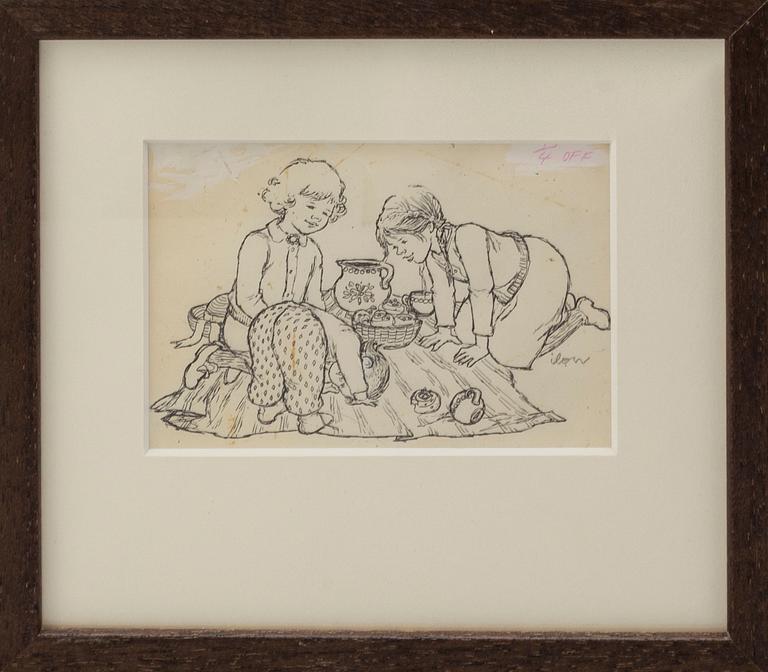 ILON WIKLAND, ink on paper, signed.