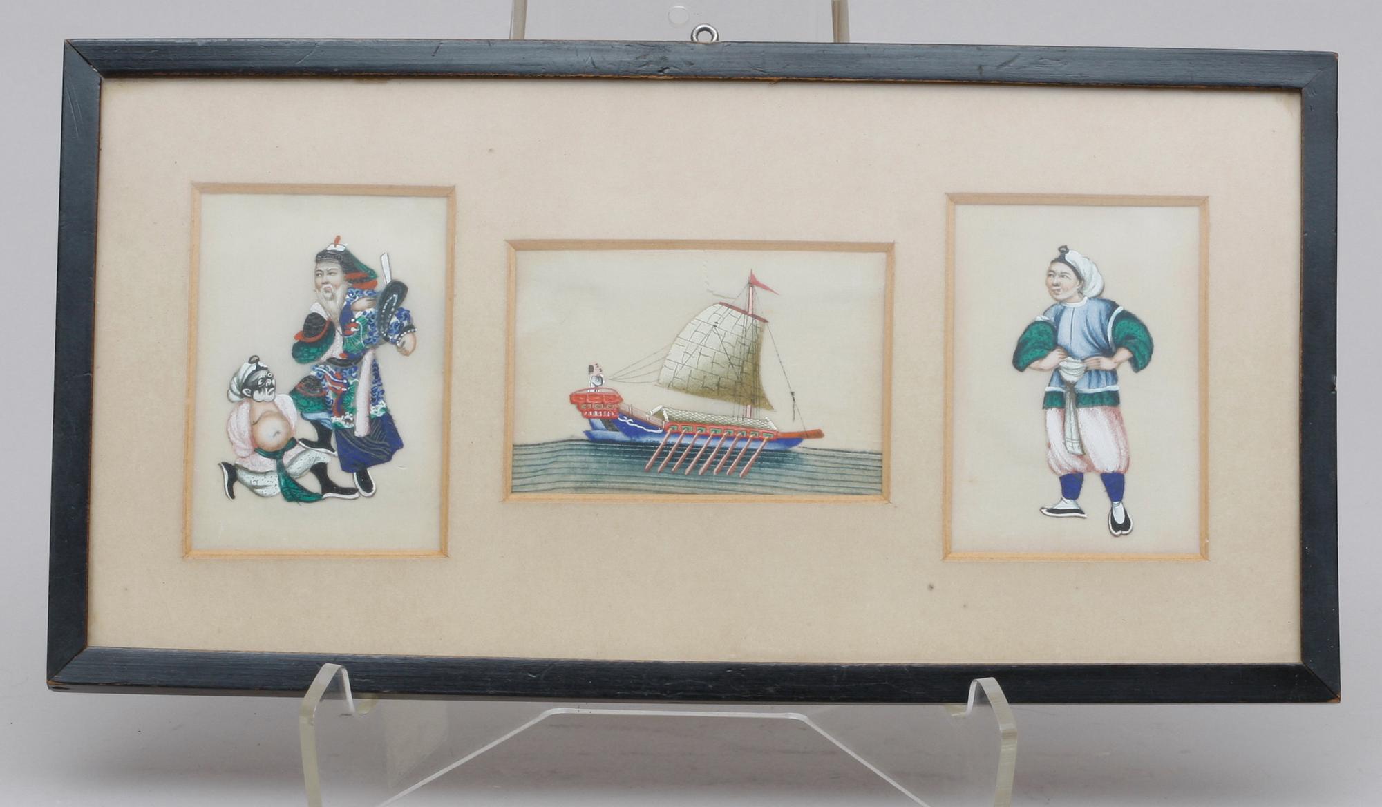 MINIATYRMÅLERI, 2 st, blandteknik, Kina.