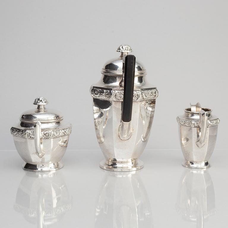 A Danish Silver Coffee Service, Bowls, and Tray, including from 1919 (6 pieces).