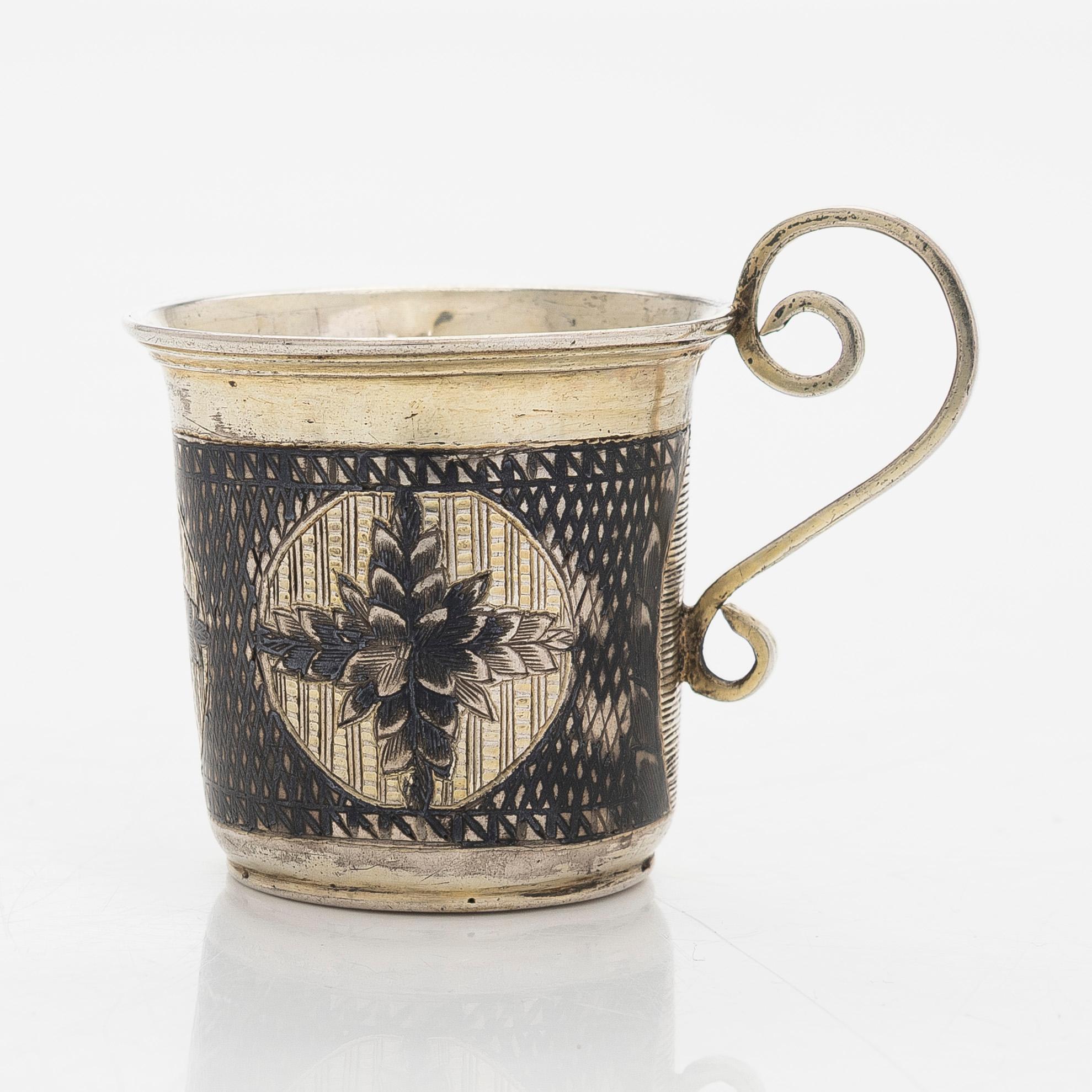 Charka, parcel-gilt silver and niello, Moscow, Russia first half/mid-19th century. Unidentified master.