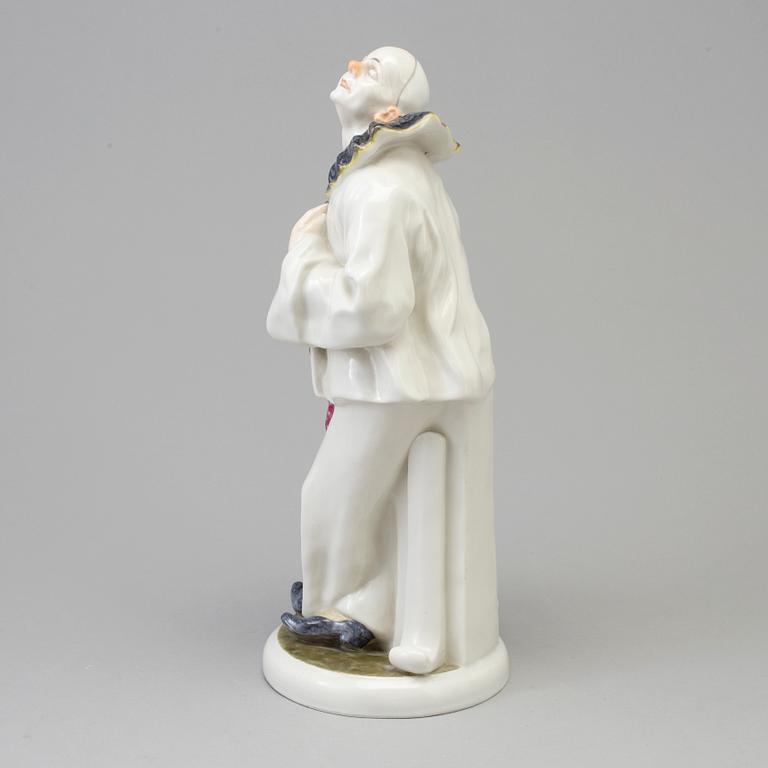 A Volksted figure of 'Pierrot', Germany, early 20th Century.