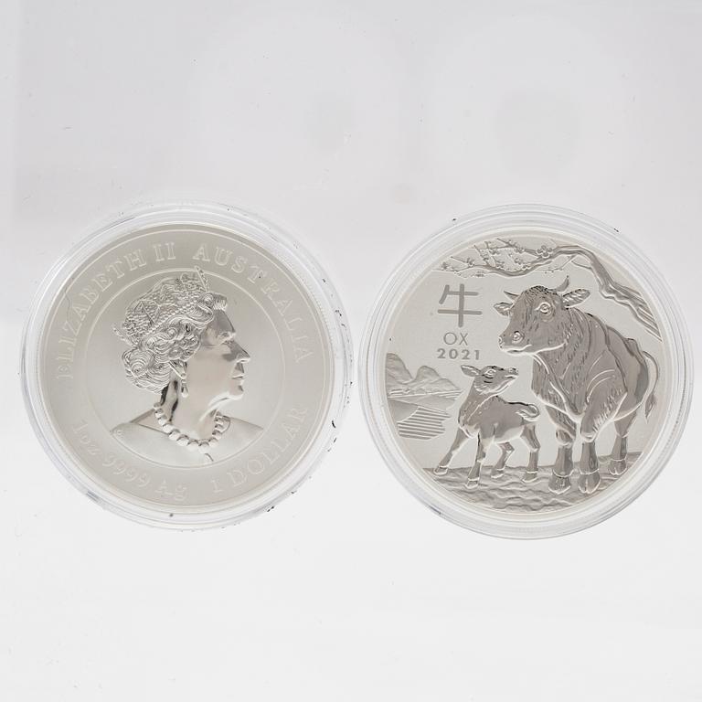 14 pcs 1oz coins 999 silver.