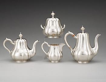 A Russian four piece parcel gilt the- and coffee-set, unidentified makers mark, St. Petersburg 1886.