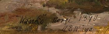 Mårten Eskil Winge, olja på pannå signerad och daterad Hankö Norge 1890.